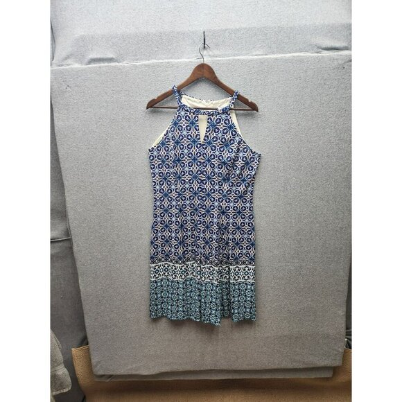 Wisp Womens Sleeveless Blue Patterned Halter Dress Size 14 Polyester Blend - Picture 1 of 6